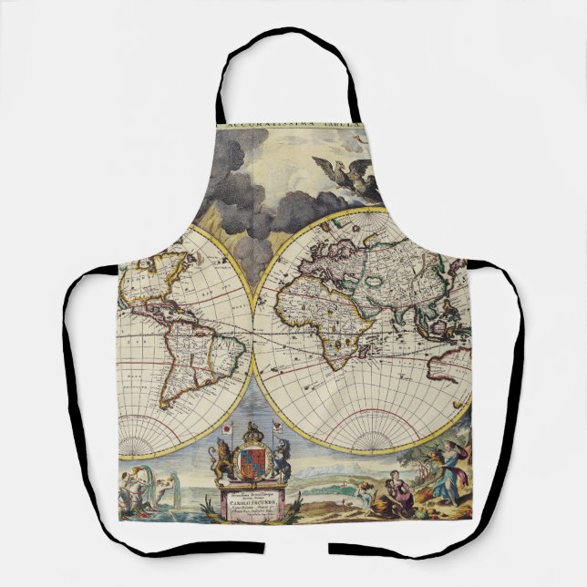 Delantal Mapa antiguo inspirado (4) (Anverso)