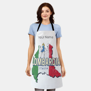 Delantal Mapa Antiguo Región Retro de Lombardía Italia Recu