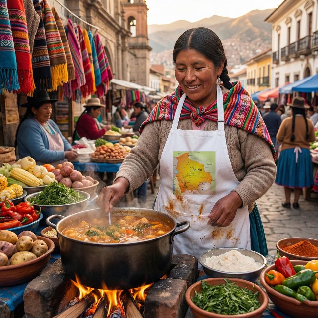 Delantal Mapa de Bolivia con ciudades y fronteras (Subido por el creador)