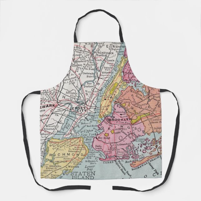 Delantal Mapa de época de la ciudad de Nueva York (Anverso)