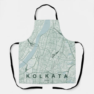 Delantal Mapa de la ciudad de Kolkata, India, diseño minima