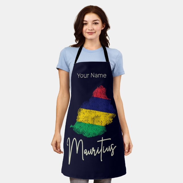 Delantal Mapa de la isla de Mauricio: Bandera de cosecha de (Gastado)