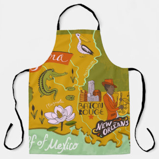 Delantal Mapa de Luisiana ilustrado: aspectos más destacado