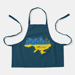 Delantal Mapa de Ucrania con girasol y bandera ucraniana