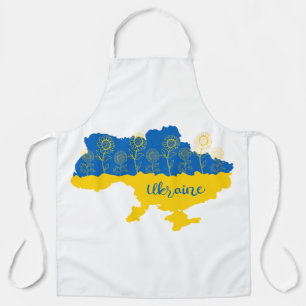 Delantal Mapa de Ucrania con girasol y bandera ucraniana