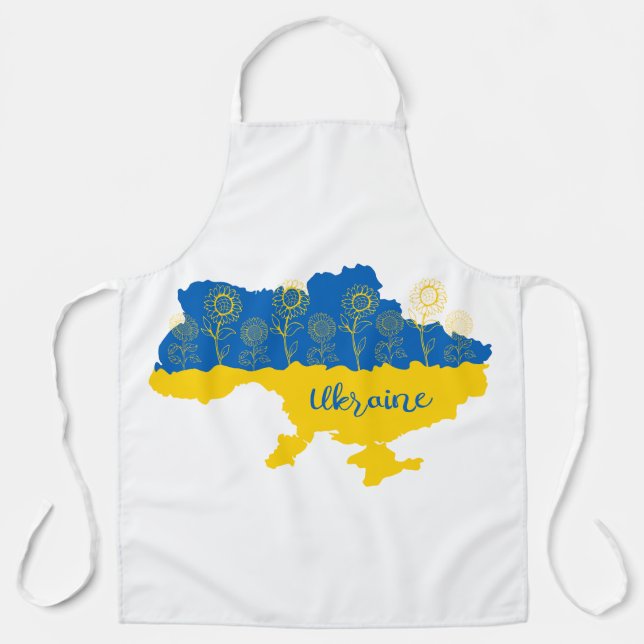 Delantal Mapa de Ucrania con girasol y bandera ucraniana (Anverso)