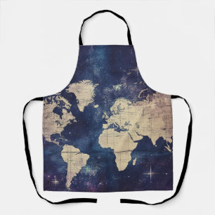 Delantal Mapa del mundo de la púrpura vintage celestial (7)