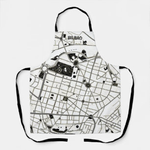Delantal mapa minimalista Bilbao - Blanco-negro