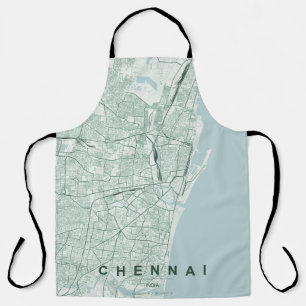 Delantal Mapa minimalista de la ciudad de Chennai, India
