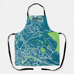 Delantal mapa minimalista Granada - Azul-verde