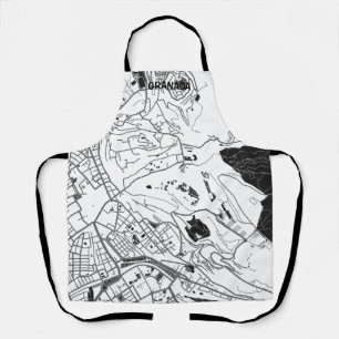 Delantal mapa minimalista Granada - Blanco-negro