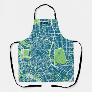 Delantal mapa minimalista Madrid - Azul-verde