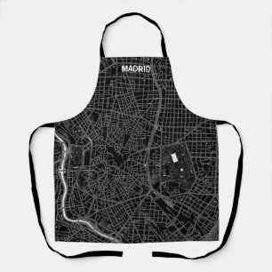 Delantal mapa minimalista Madrid - Negro-blanco