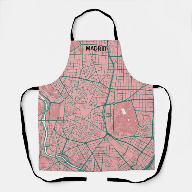 Delantal mapa minimalista Madrid - Rosa-Verde (Anverso)