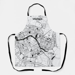Delantal mapa minimalista Valencia - Blanco-negro