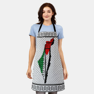 Delantal Mapa palestino con bandera y patrón de Keffiyeg