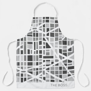 Delantal Mapa urbano moderno Gris NOMBRE blanco Diversión e