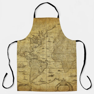 Delantal mapa vintage del mundo 1635