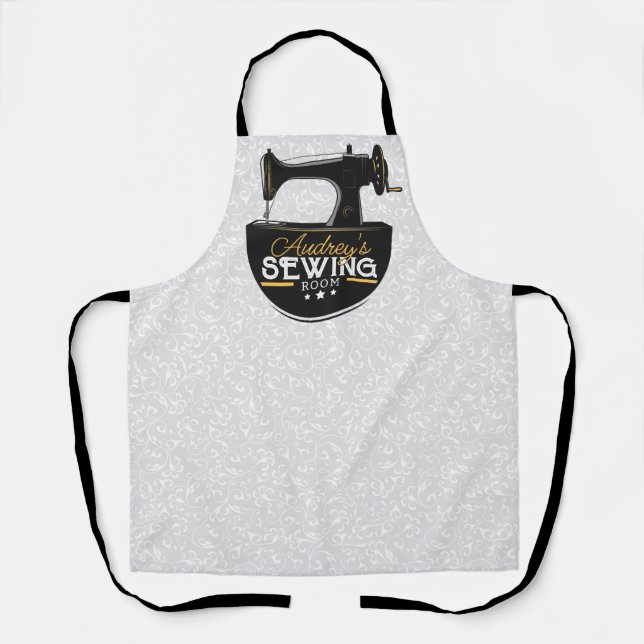 Delantal Máquina de coser antigua AÑADIR NOMBRE Sastra Modi (Anverso)
