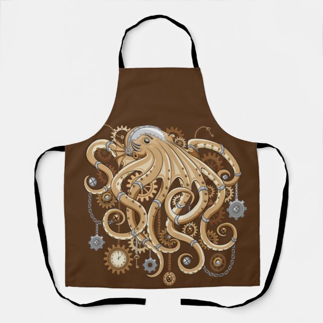 Delantal Máquina de Pulpo Steampunk Surrealista de Estilo R (Anverso)