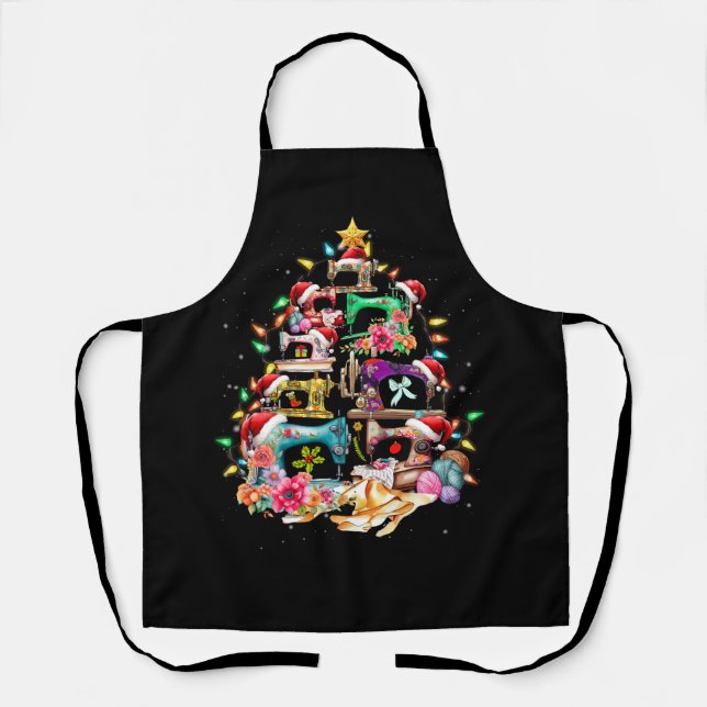 Delantal Máquinas de coser Árbol de Navidad Amantes de cose (Anverso)