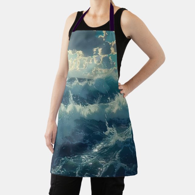 Delantal mar bonito y olas (in situ)