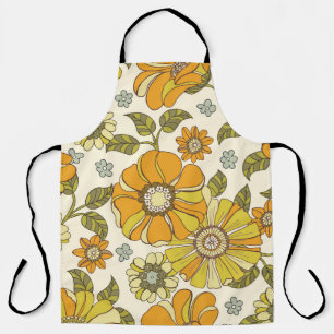 Delantal Mar vintage floral colorido a gran escala