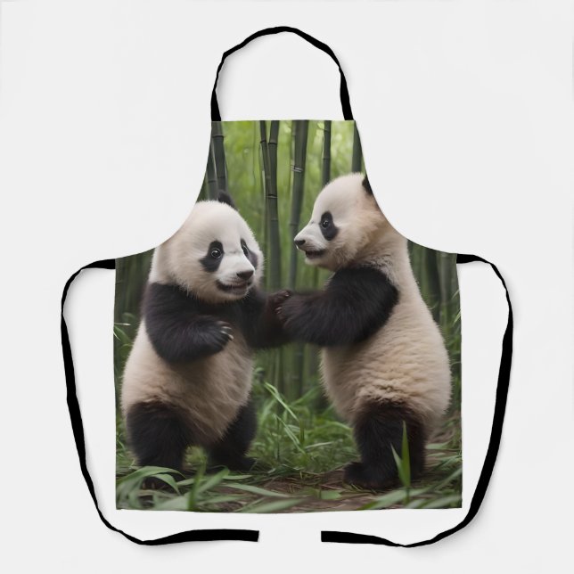Delantal Maravillas caprichosas: Los bebés pandas juegan en (Anverso)