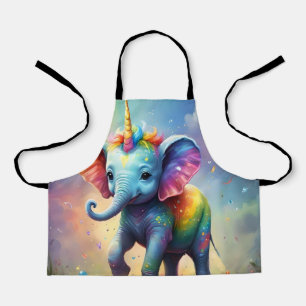 Delantal Maravillas radiantes: Elefante Unicornio, bebé arc