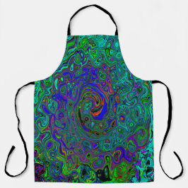 Delantal Marble azul y acuamarina Resumen Swirte retro