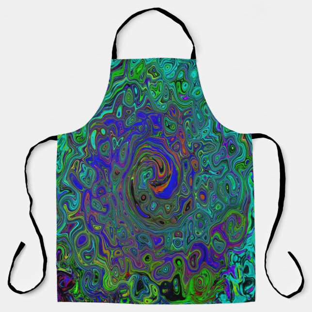 Delantal Marble azul y acuamarina Resumen Swirte retro (Anverso)