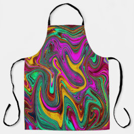 Delantal Marble rosa caliente y espuma verde abstracto arte