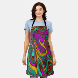 Delantal Marble rosa caliente y espuma verde abstracto arte