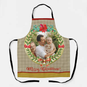 Delantal Marco de imagen personalizado y corona de Navidad