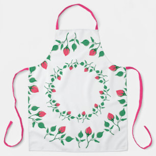 Delantal Marco redondo floral con flores rosadas