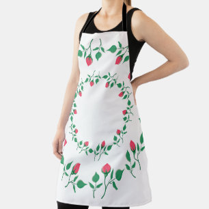 Delantal Marco redondo floral con flores rosadas