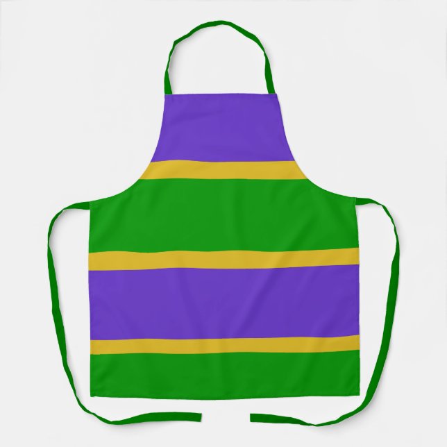 Delantal Mardi Gras Stripes (Anverso)