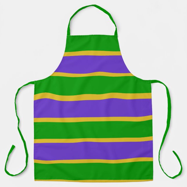 Delantal Mardi Gras Stripes (Anverso)