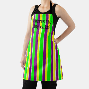 Delantal Mardi Gras Stripes Apron