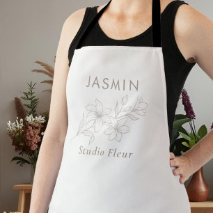 Delantal marfil  Empleado floral elegante