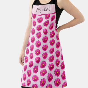 Delantal Margaritas Rosadas Bonitas Nombre Personalizado
