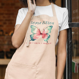 Delantal Mariposa acuarela Elegante Uniforme Rosa Rubor