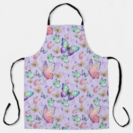 Delantal Mariposa acuarela Patrón sin mar Púrpura