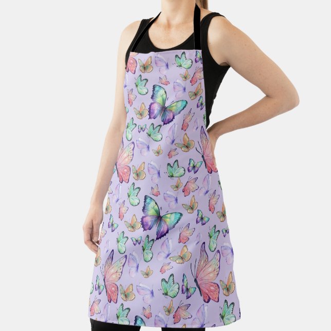 Delantal Mariposa acuarela Patrón sin mar Púrpura (in situ)