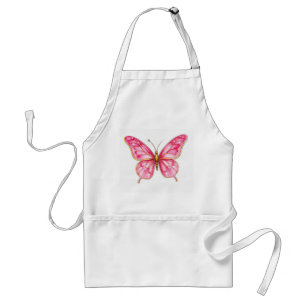 Delantal Mariposa acuática rosa y dorada