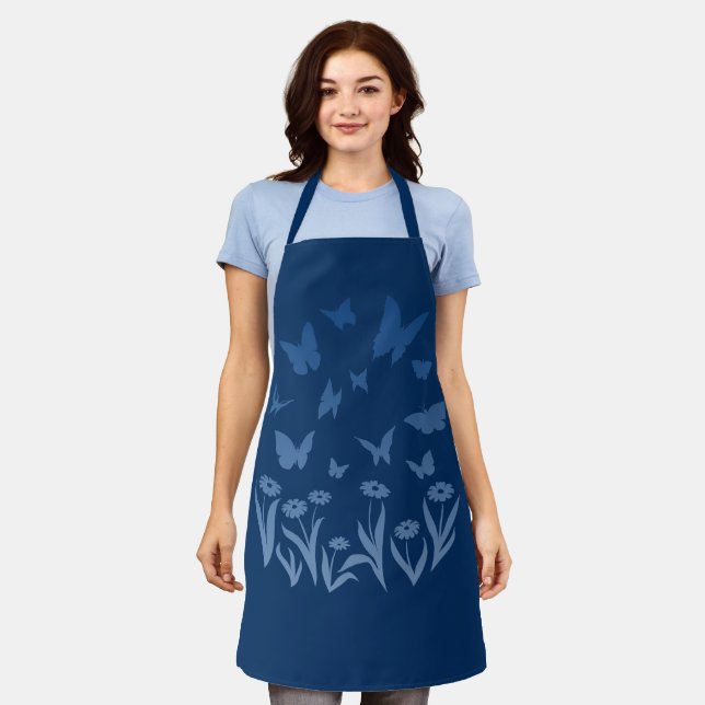 Delantal Mariposa Apron Blue Butterfy Art Aprons & Gifts (Gastado)