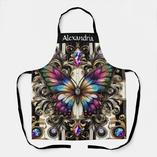 Delantal Mariposa Arcoíris Art Déco (Anverso)