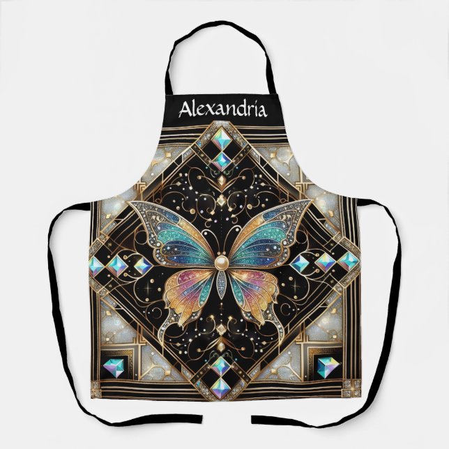 Delantal Mariposa Arcoíris Art Déco (Anverso)