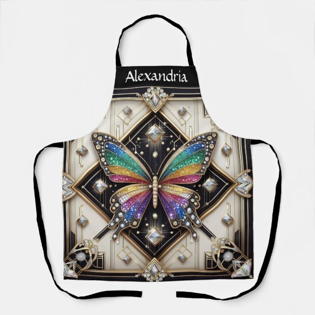 Delantal Mariposa Arcoíris Art Déco (Anverso)