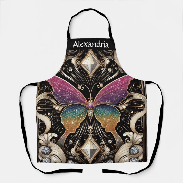 Delantal Mariposa Arcoíris Art Déco (Anverso)